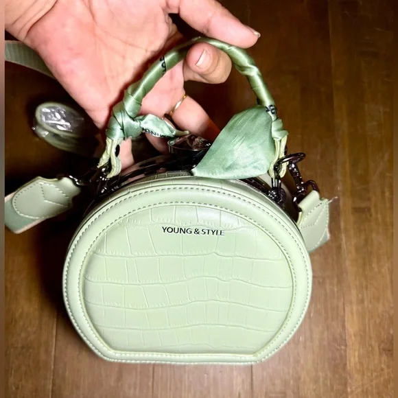 Mint Green Croc-Embossed Mini Bag - Picture 14 of 16